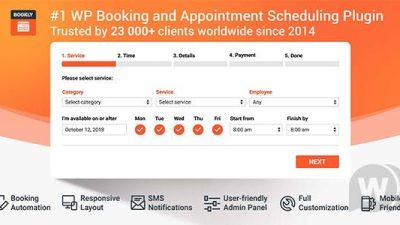 Bookly PRO – Appointment Booking and Scheduling Software System v.4.4 v.20.4 +Addon Download
