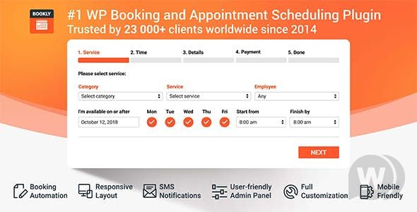 Bookly PRO – Appointment Booking and Scheduling Software System v.4.4 v.20.4 +Addon Download
