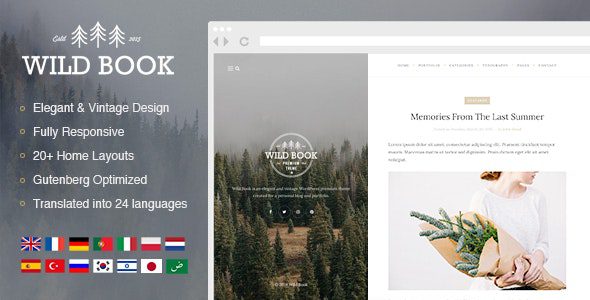 v1.9.5 Wild Book – Vintage, Elegant & Summer WordPress Personal Blog Theme Download