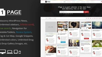 1Page GPL v4.4 – Masonry WordPress News / interesting links Download