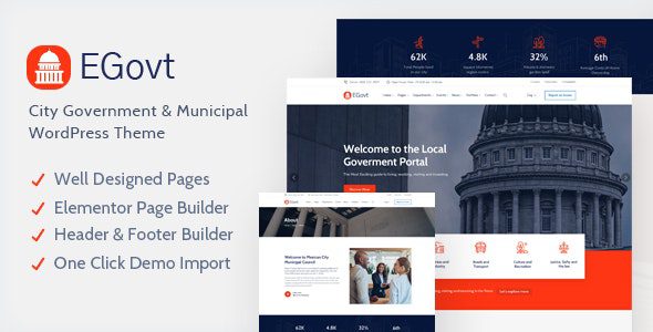 EGovt – City Government WordPress Theme v1.1.4 Download