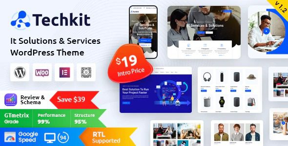 Techkit GPL v.1.3 – Technology & IT Solutions WordPress Theme Download