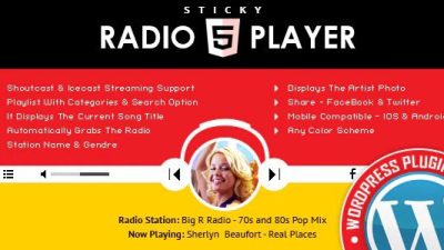 Sticky Radio Player WordPress Plugin Nulled - Full Width Shoutcast and Icecast HTML5 Player Download