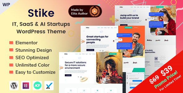 Stike GPL – IT Startups WordPress Theme v.2.6 Download