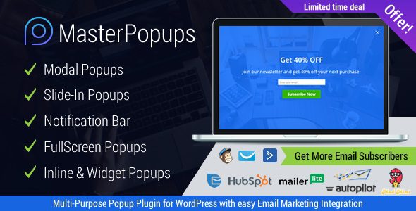 Master Popups v.3.8.1 – WordPress Popup Plugin for Email SubscriptionDownload