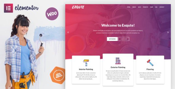 Exqute GPL v.1.8 – Painting Company WordPress Elementor Theme Download