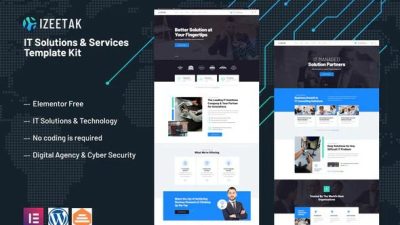Izeetak GPL – IT Solutions & Services Elementor Template Kit Download