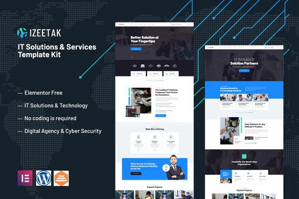 Izeetak GPL – IT Solutions & Services Elementor Template Kit Download