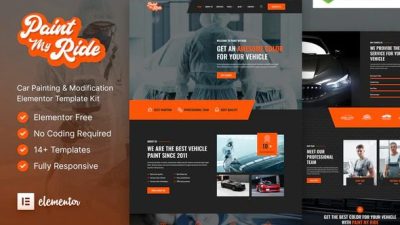 PaintMyRide GPL – Car Painting & Modification Elementor Template Kit Download