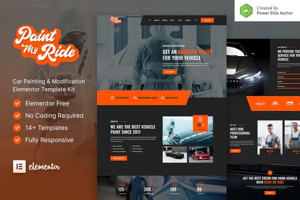 PaintMyRide GPL – Car Painting & Modification Elementor Template Kit Download
