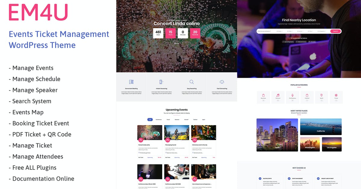 EM4U – Events WordPress Theme for Booking Tickets v1.4.8 Download