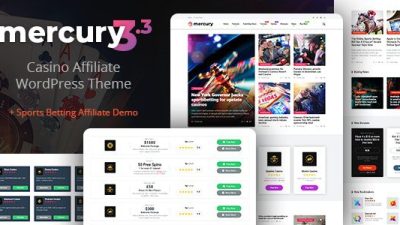 Mercury v3.7 – Gambling & Casino Affiliate WordPress Theme. News & Reviews Download