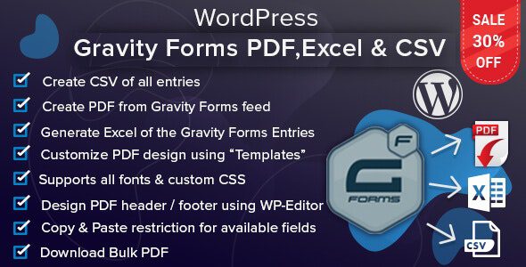 WordPress Gravity Forms PDF, Excel & CSV v1.7.1 Download