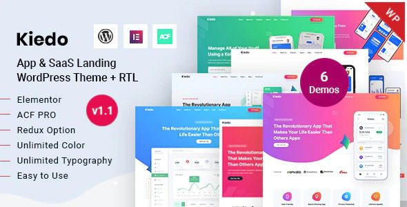 Kiedo v.1.2 – App & SaaS Landing WordPress Theme Download