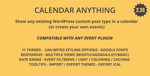Calendar Anything | Show any existing WordPress custom post type in a calendar v2.27 Download