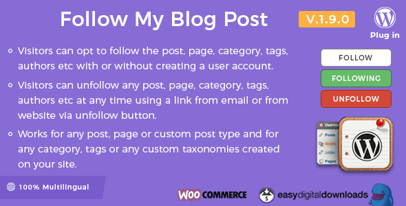 Follow My Blog Post Nulled – WordPress Plugin v.2.1.0 Download