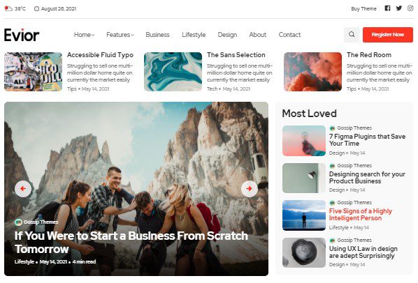Evior - Modern Magazine WordPress Theme Download