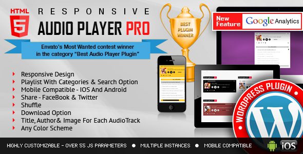 Responsive HTML5 Audio Player PRO WordPress Plugin v3.5 Download