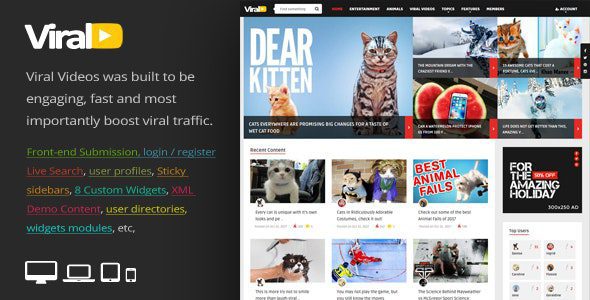 ViralVideo – Responsive Magazine WordPress Theme v.2.5 Download