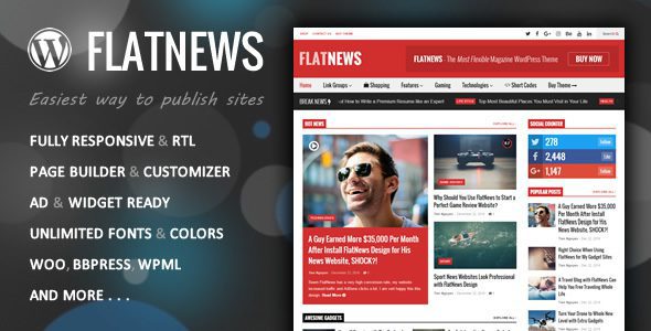 FlatNews – Responsive Magazine WordPress Theme v.5.5 Download
