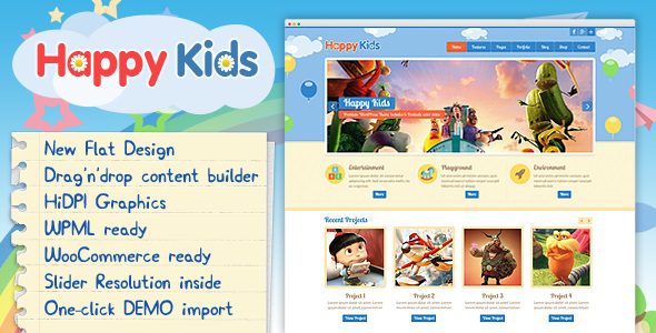 Happy Kids v.3.5.3 – Children WordPress Theme Free Download