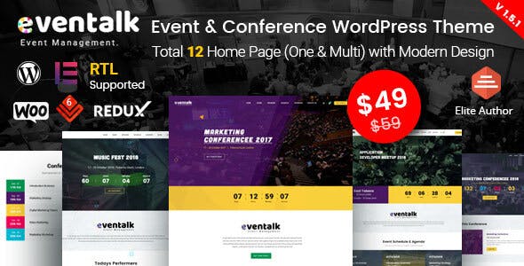 EvnTalk – Event Conference WordPress Theme v1.6.6 Download