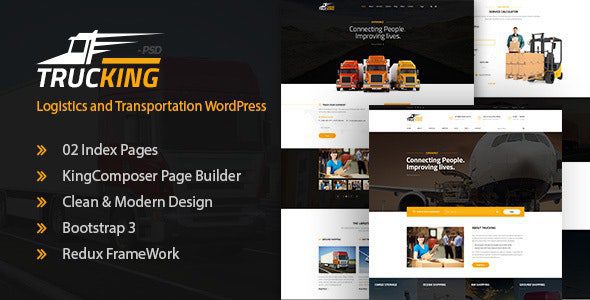 货运 - 物流和运输 WordPress 主题下载
