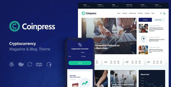 Coinpress ICO Cryptocurrency Magazine & Blog WordPress Theme v1.0.3 Download