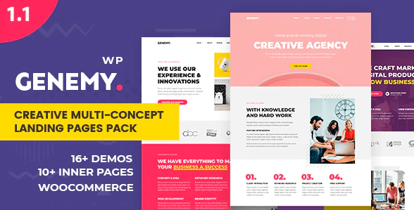 Genemy – Creative Multi Concept Landing Pages Pack With Page Builder v.1.5.6 Download