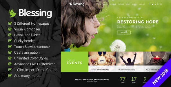 Blessing v.1.6.3.0 Responsive WordPress Theme for Church Websites