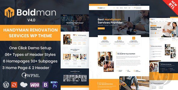 Boldman v4.1 – Repair and Handyman WordPress Theme Download