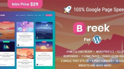 Breek – Minimal Masonry Themes for WordPress v.3.6.6 Download