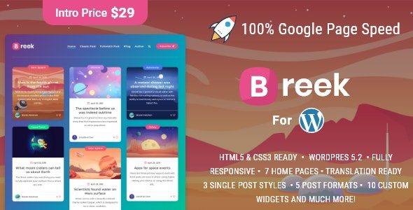 Breek – Minimal Masonry Themes for WordPress v.3.6.6 Download