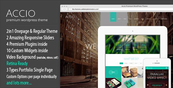 Accio Responsive Onepage Parallax Agency WP Theme v1.4.6 Download