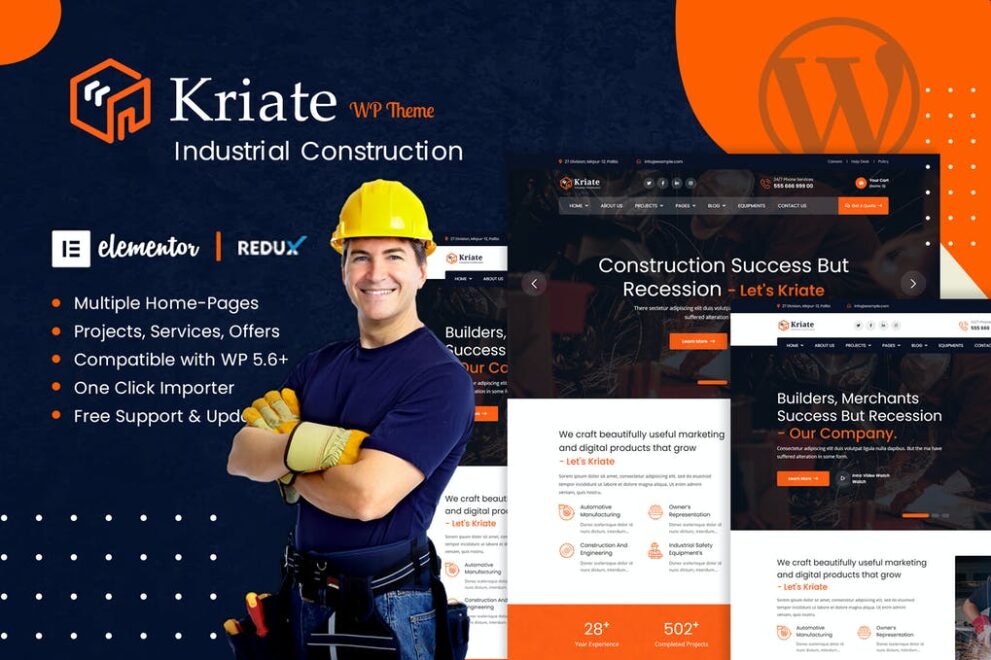 Kriate – Industrial Construction Multipurpose WordPress Theme v1.0 Download