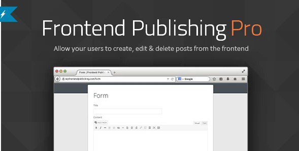 Frontend Publishing Pro v3.11.0 WordPress Post Submission Plugin