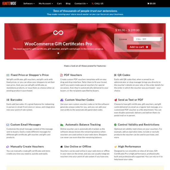 WooCommerce Gift Certificates Pro by IgniteWoo 破解版下载