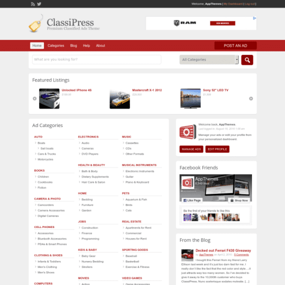 AppThemes ClassiPress – WordPress Classified Ads Theme 破解版下载