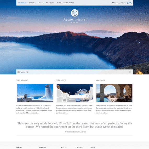 CSS Igniter Aegean Resort Hotel WordPress Theme 破解版下载