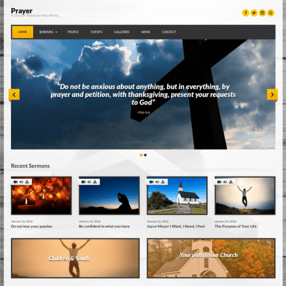 CSS Igniter Prayer Church WordPress Theme 破解版下载