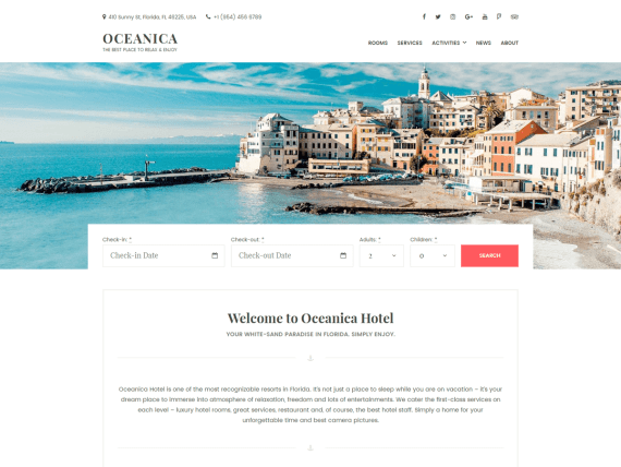 Oceanica – Hotel Booking WordPress Theme 破解版下载