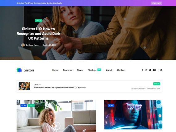 Saxon – Viral Content Blog Magazine Theme 破解版下载