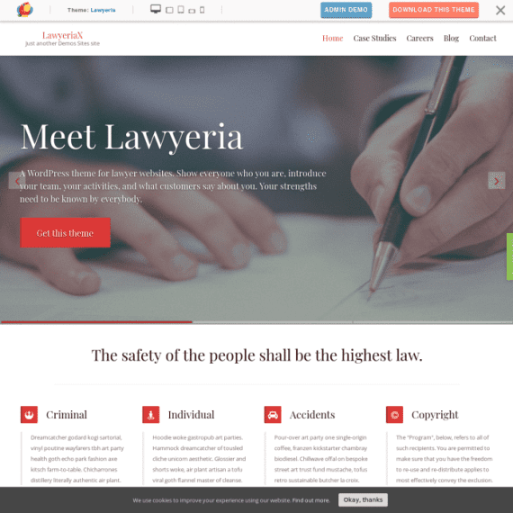 ThemeIsle Lawyeria WordPress Theme 破解版下载