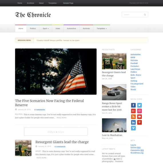 WPZoom Chronicle WordPress Theme 破解版下载