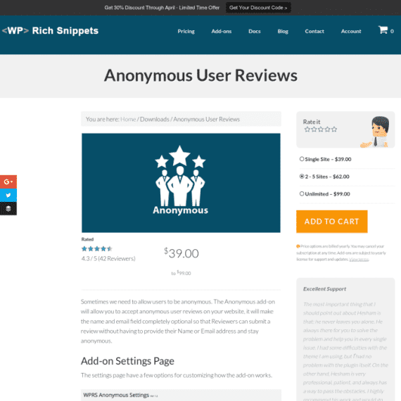 WP Rich Snippets Anonymous User Reviews Addon破解版下载