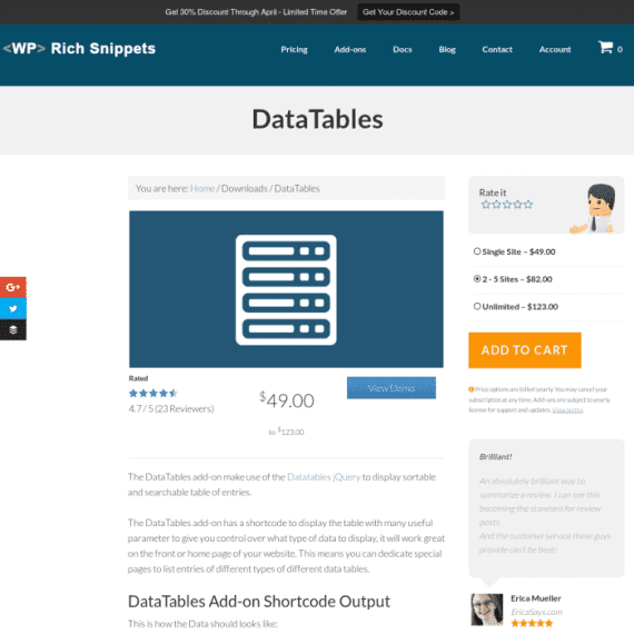 WP Rich Snippets DataTables Addon破解版下载