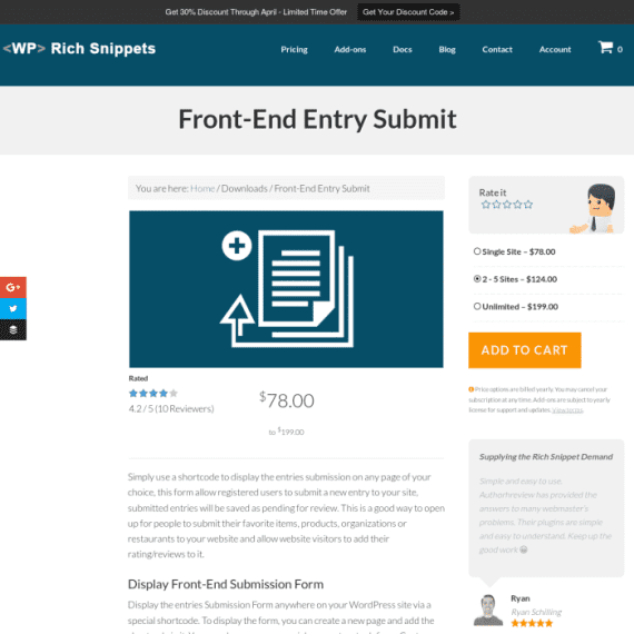 WP Rich Snippets Frontend Entry Submit Addon破解版下载