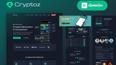 Cryptoz 无效的加密货币登陆页面 Elementor WordPress 主题下载