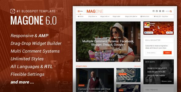 MagOne – Responsive News & Magazines Blogger Template v.6.9.55