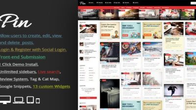 Pin v6.0 – Pinterest Style Personal Masonry Blog Front-end Submission Download
